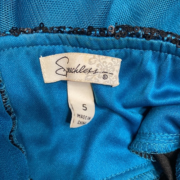 Speechless strapless dress. Homecoming or prom. Blue with black sequins. - Picture 3 of 5